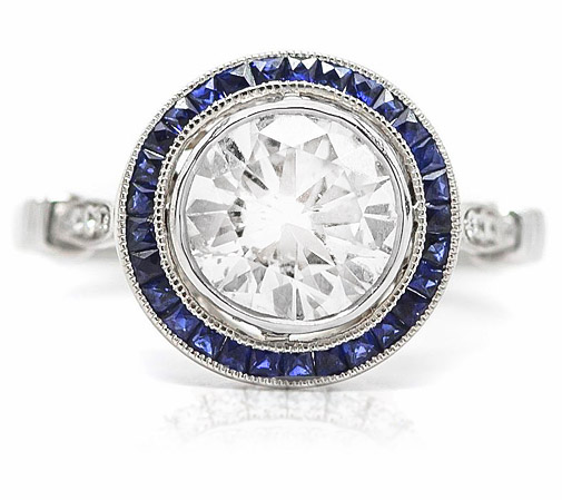 VINTAGE DIAMOND SAPPHIRE ENGAGEMENT RING