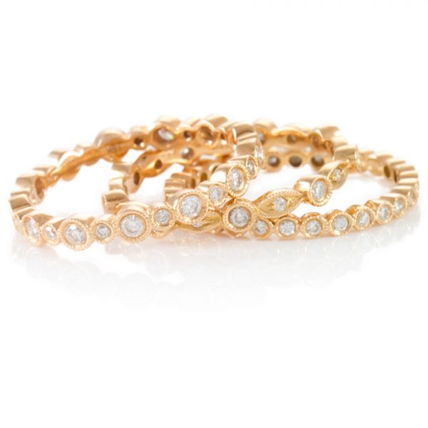 , Stackable Pink Gold 18K Eternity Bands