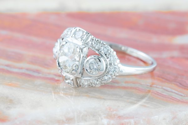 Vintage Three Stone Ring Platinum, Vintage Three Stone Ring Platinum