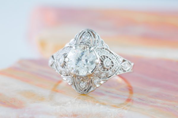 Edwardian Diamond Ring in Platinum, Edwardian Diamond Ring in Platinum