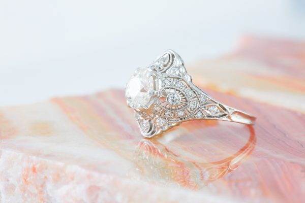 Edwardian Diamond Ring in Platinum, Edwardian Diamond Ring in Platinum
