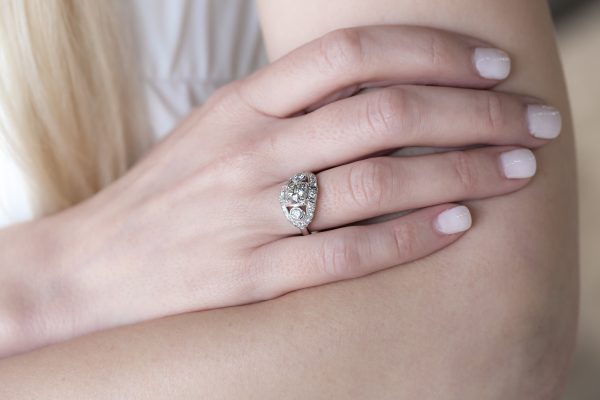 Vintage Three Stone Ring Platinum, Vintage Three Stone Ring Platinum