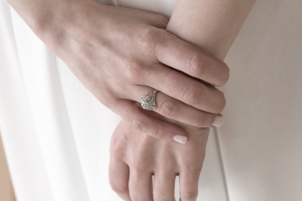 Edwardian Diamond Ring in Platinum, Edwardian Diamond Ring in Platinum