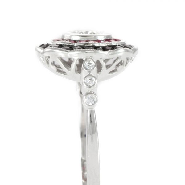 , Diamond and Ruby Cocktail Ring in Platinum