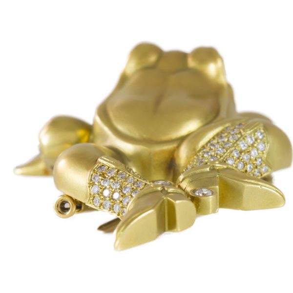, Diamond Gold Frog Brooch