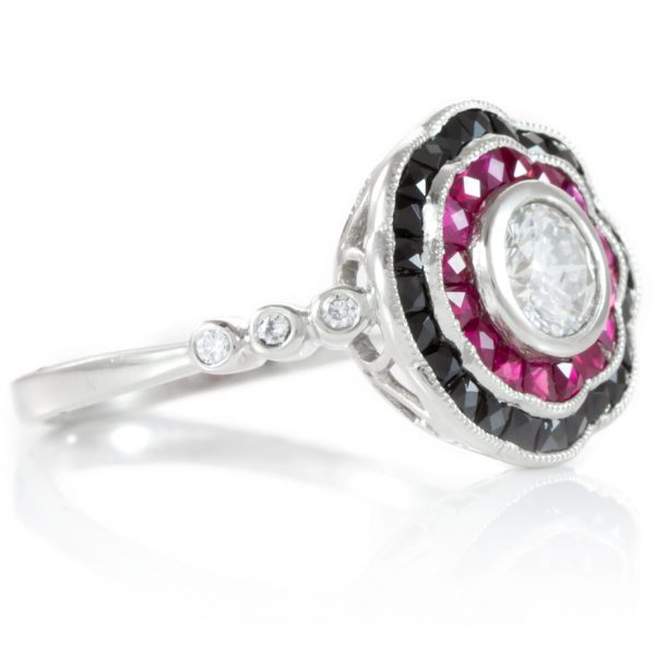 , Diamond and Ruby Cocktail Ring in Platinum