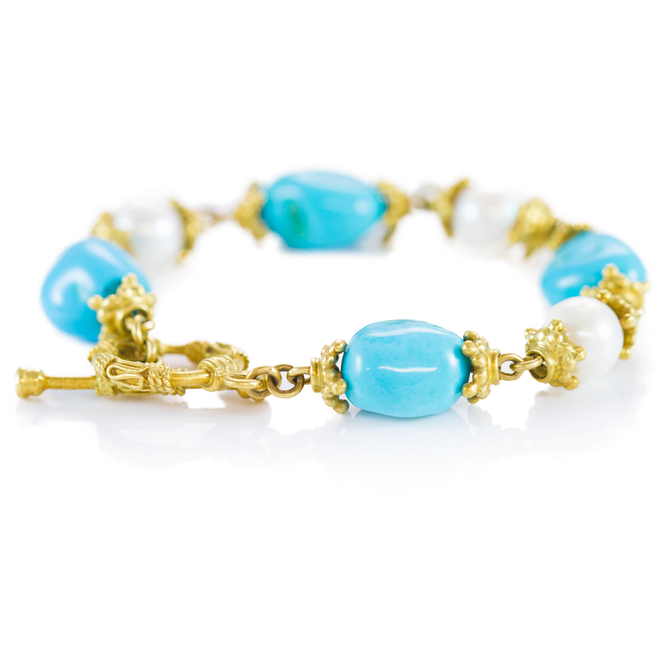 turquoise and pearl bracelet