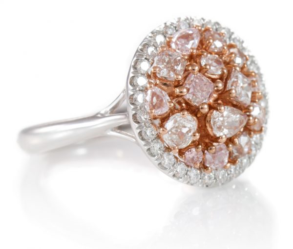 , 2.02cttw Cluster Pink Diamond Ring with White Diamonds