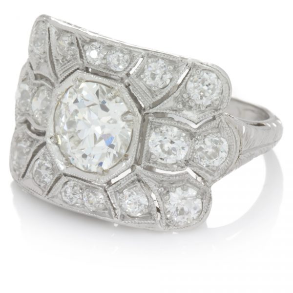 , Art Deco 2.60 Carat Diamond Platinum Ring