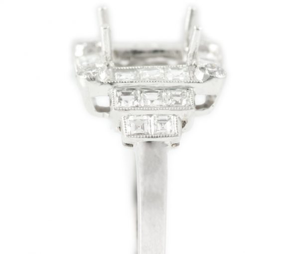 , 1.19CTTW Asscher Pave Diamond Engagement Ring in Platinum