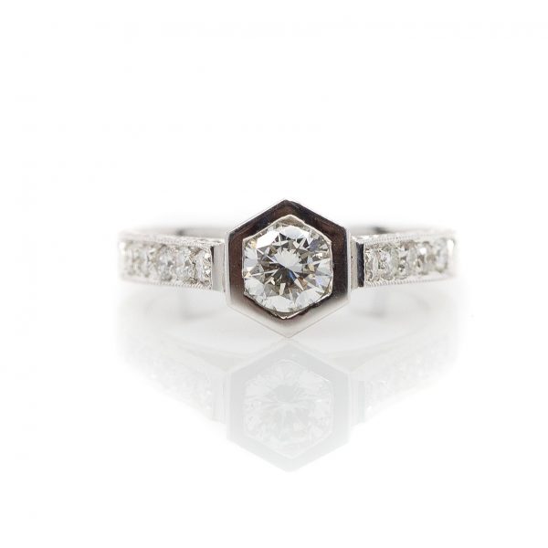 , 18kt White Gold Diamond Engagement Ring