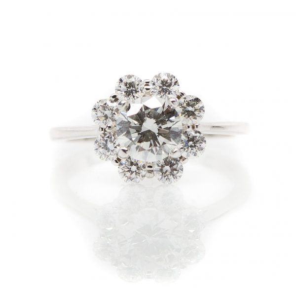 , 14kt White Gold Diamond Flower Fashion Ring