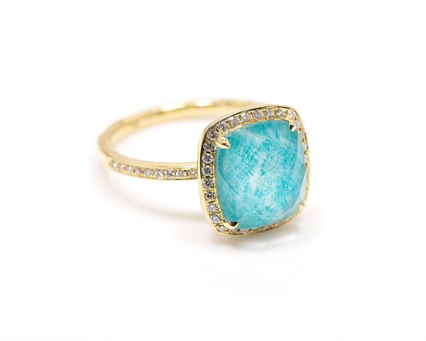 , 18kt Yellow Gold Quartz &#038; Amazonite Fashion Ring