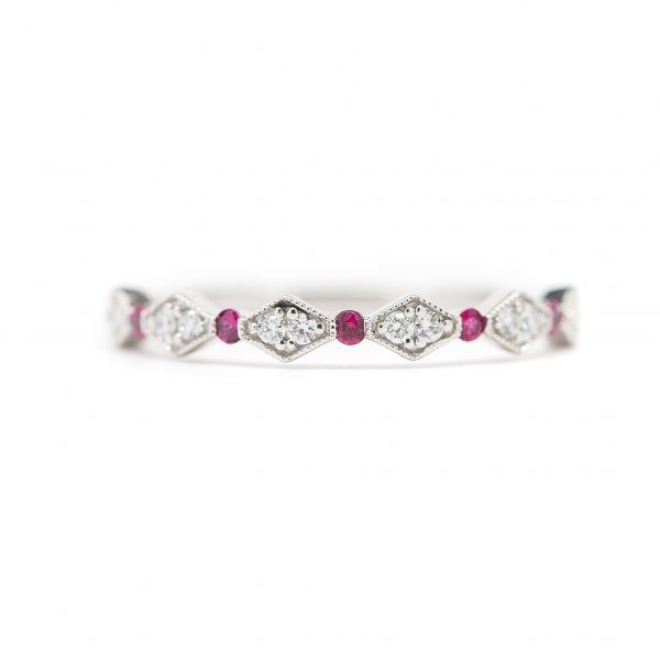 , Stackable Diamond and Ruby Band