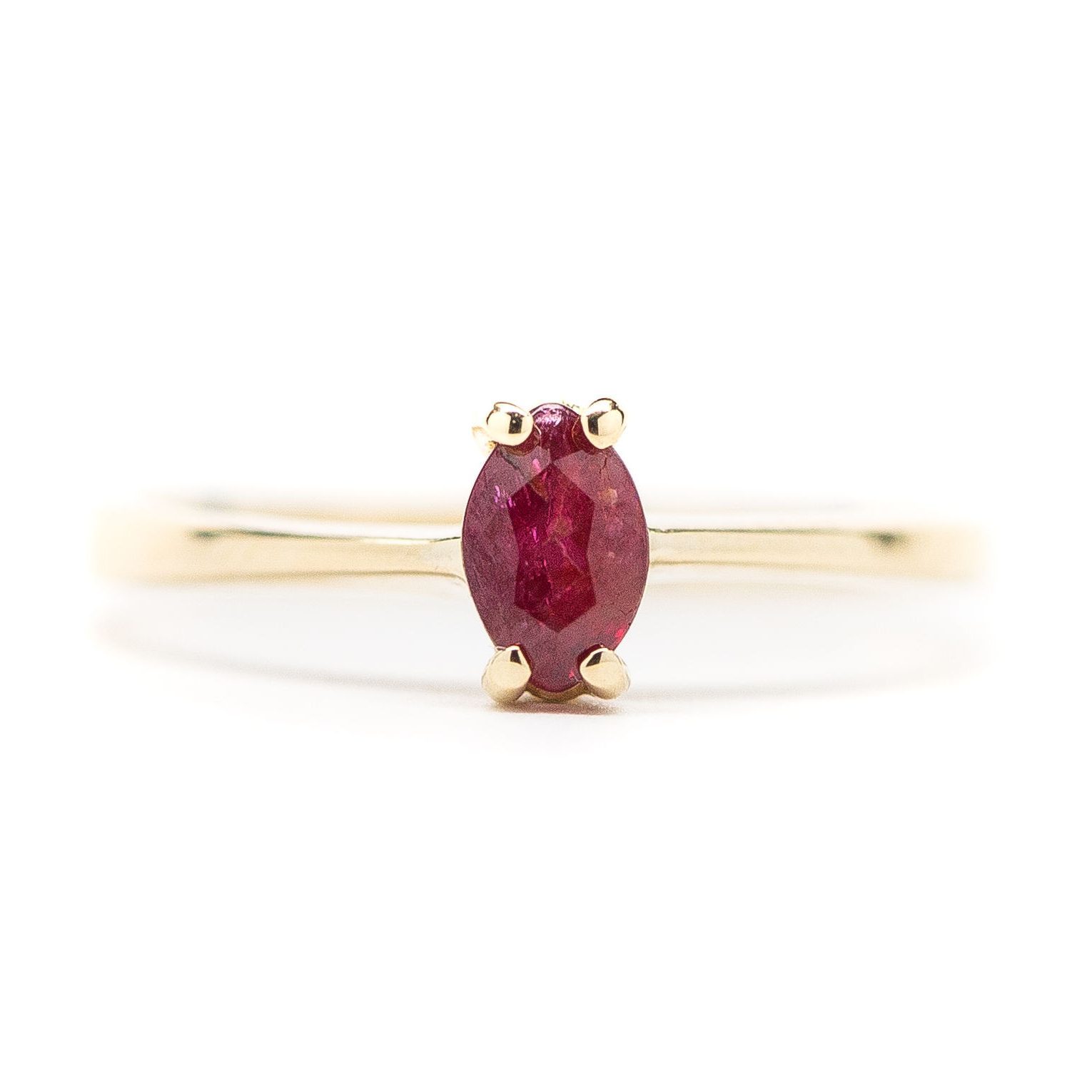 Dainty 5 Stone Ruby and Diamond Stackable Ring – The Diamondaire Shop