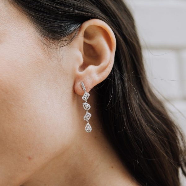, Multi Shape Diamond Dangle Earrings