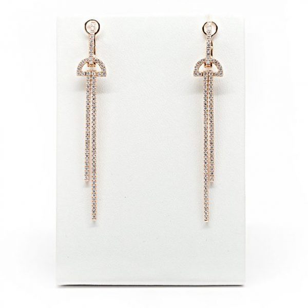 , 18kt Rose Gold and Diamond Double Bar Drop Earrings