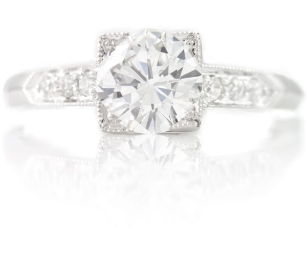 , 1.10CTTW Diamond and Platinum Engagement Ring