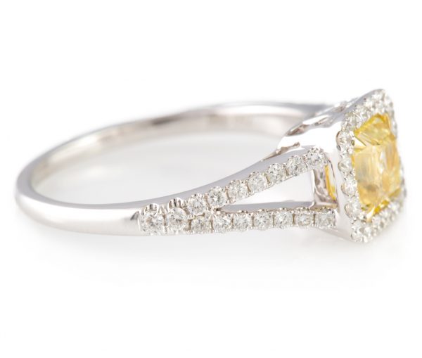 Fancy Yellow Diamond, Fancy Yellow Diamond Ring in 18K White Gold