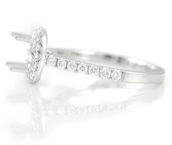 , Diamond Halo Engagement Ring 18K White Gold