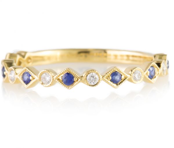 , Diamond &#038; Sapphire Stacking Band in 14K Yellow Gold