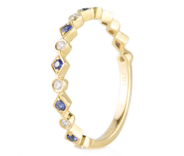 , Diamond &#038; Sapphire Stacking Band in 14K Yellow Gold