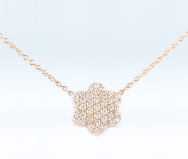 , Rose Gold Diamond Flower Necklace