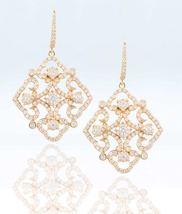, Pink Gold Diamond Earrings