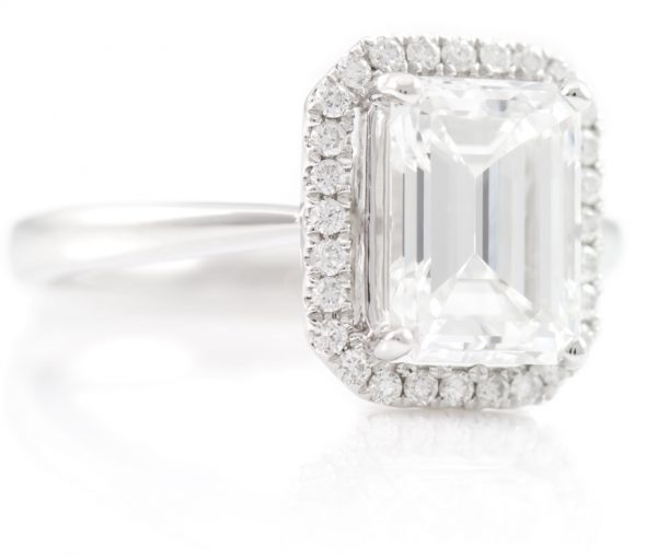 , 2.06CTTW Diamond Ring with18K White Gold Diamond Halo Mounting