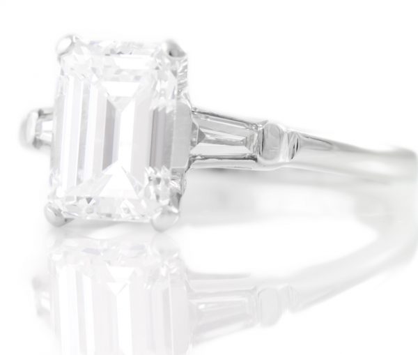 , 2.01CTTW Diamond Engagement Ring Emerald Cut Platinum Mounting