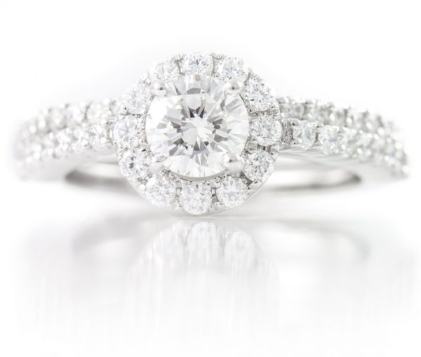 , 1.45CTTW Engagement Ring and Band 18K White Gold