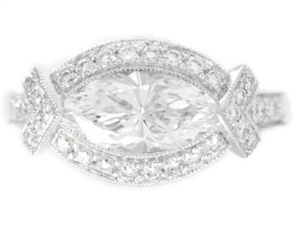 , 1.17CTTW Marquise Diamond Engagement Ring in Platinum
