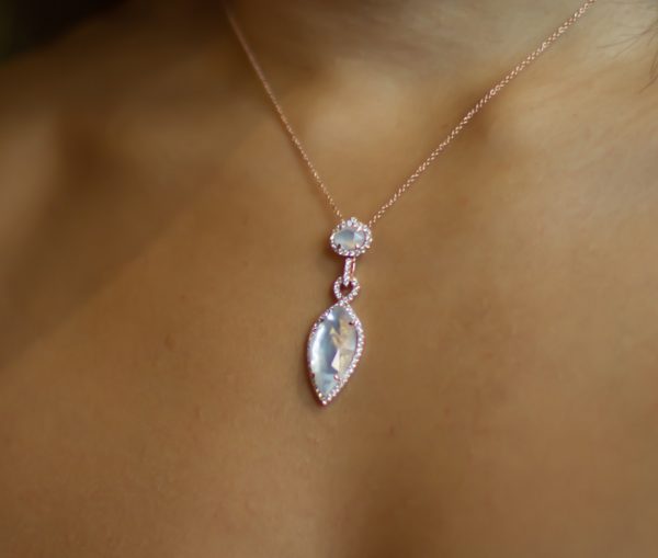 , 18K Rose Gold Pendant with Diamonds and WT