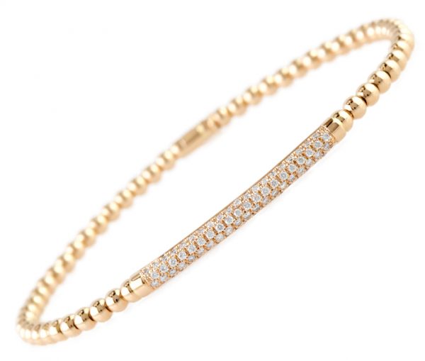 , Italian Diamond Bar Stretch Bracelet Rose Gold