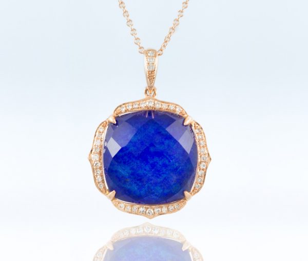 , 18K Rose Gold Pendant with Diamonds and WT/LP
