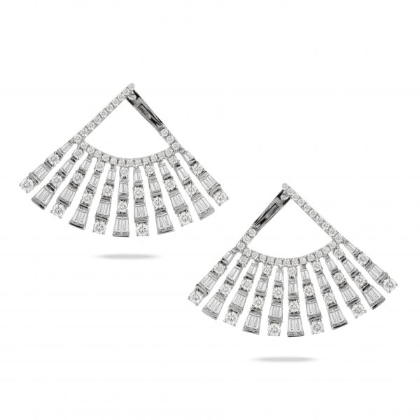 , Diamond Baguette Fan Earrings