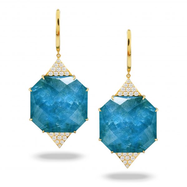, Doves Diamond with Blue Topaz Over Appatite