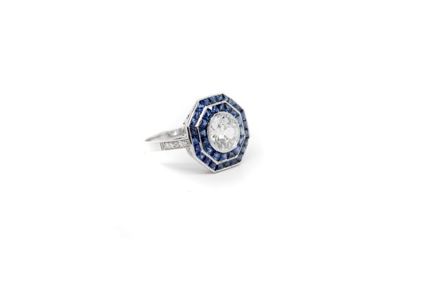 , Diamond + Sapphire Platinium Ring