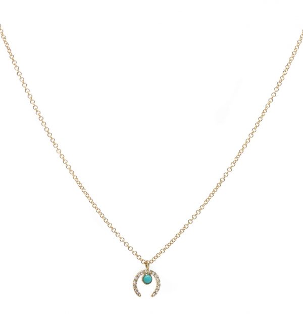 , Diamond Horseshoe Turq Drop Necklace