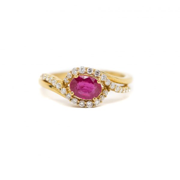 , Yellow Gold Swirl Ruby Cocktail Ring
