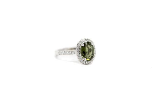 , Green Sapphire + Diamond Ring