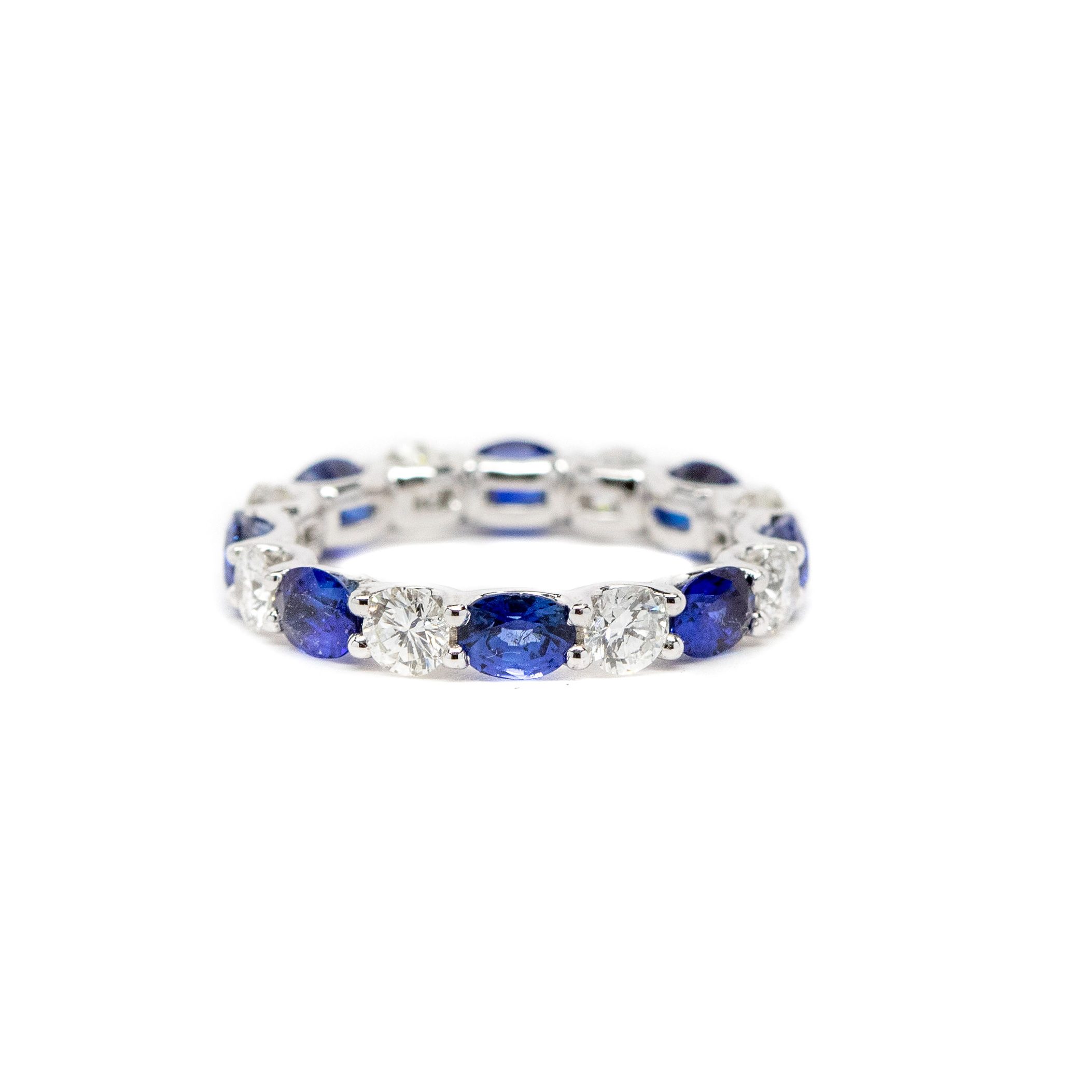 Ladies 9ct White Gold Diamond & Sapphire Eternity Ring | Miltons Diamonds