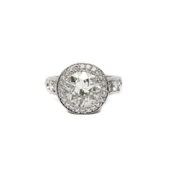 , Vintage 2.40 CT European Cut Diamond Engagement Ring