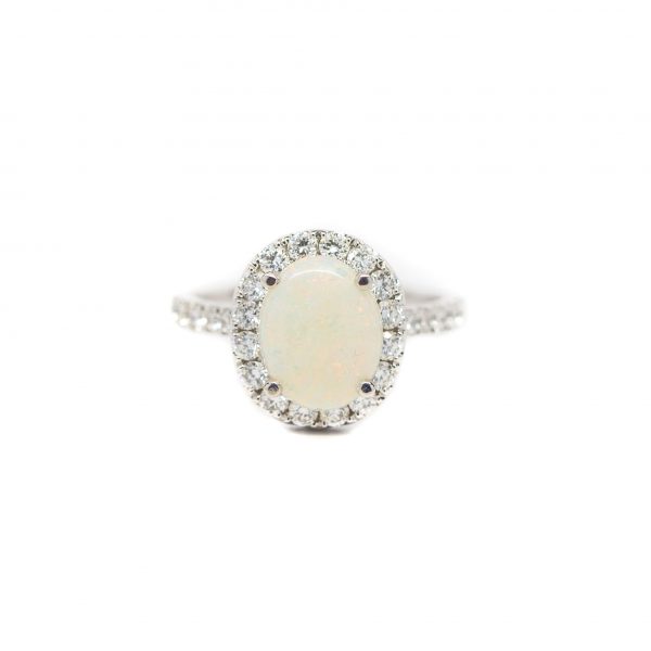 , Oval Halo Opal Ring