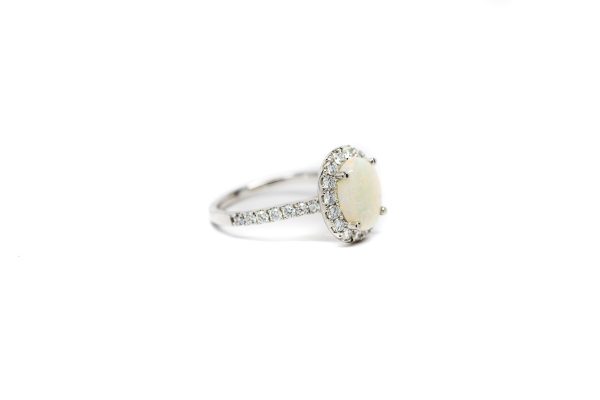 , Oval Halo Opal Ring