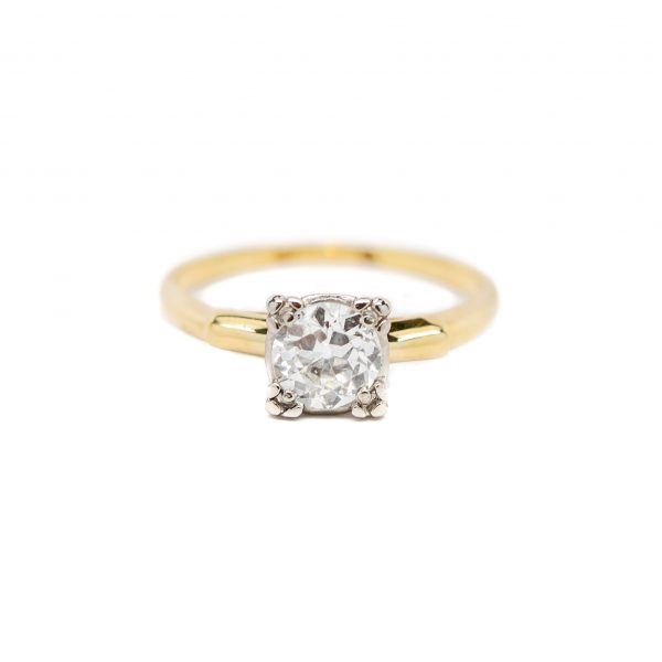 , Vintage Euro Cut Diamond Engagement Ring