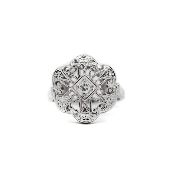 , Vintage Filigree Diamond Ring