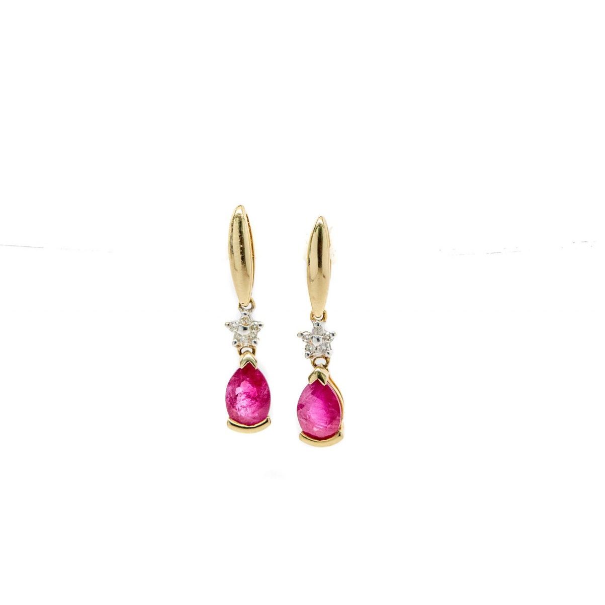 Miriams Jewelry Ruby Diamond Dangle Earrings - Miriams Jewelry
