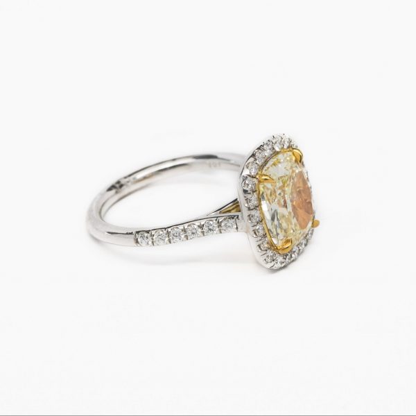 , 3.01 CT Fancy Yellow Halo Engagement Ring
