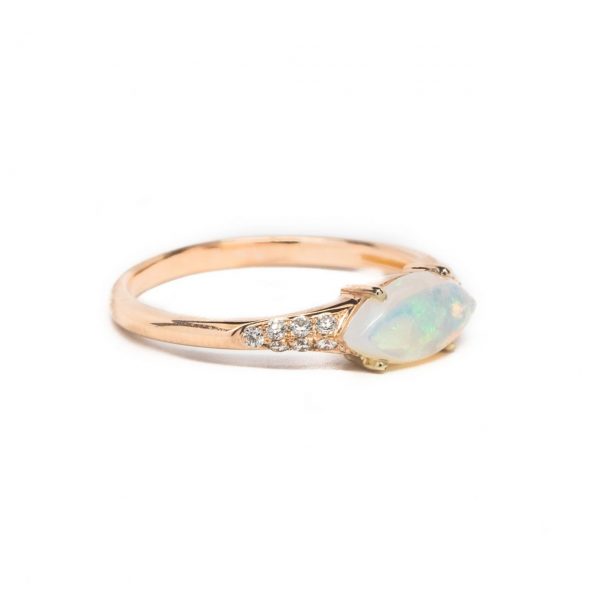 , 0.14 CT Diamond Opal Ring